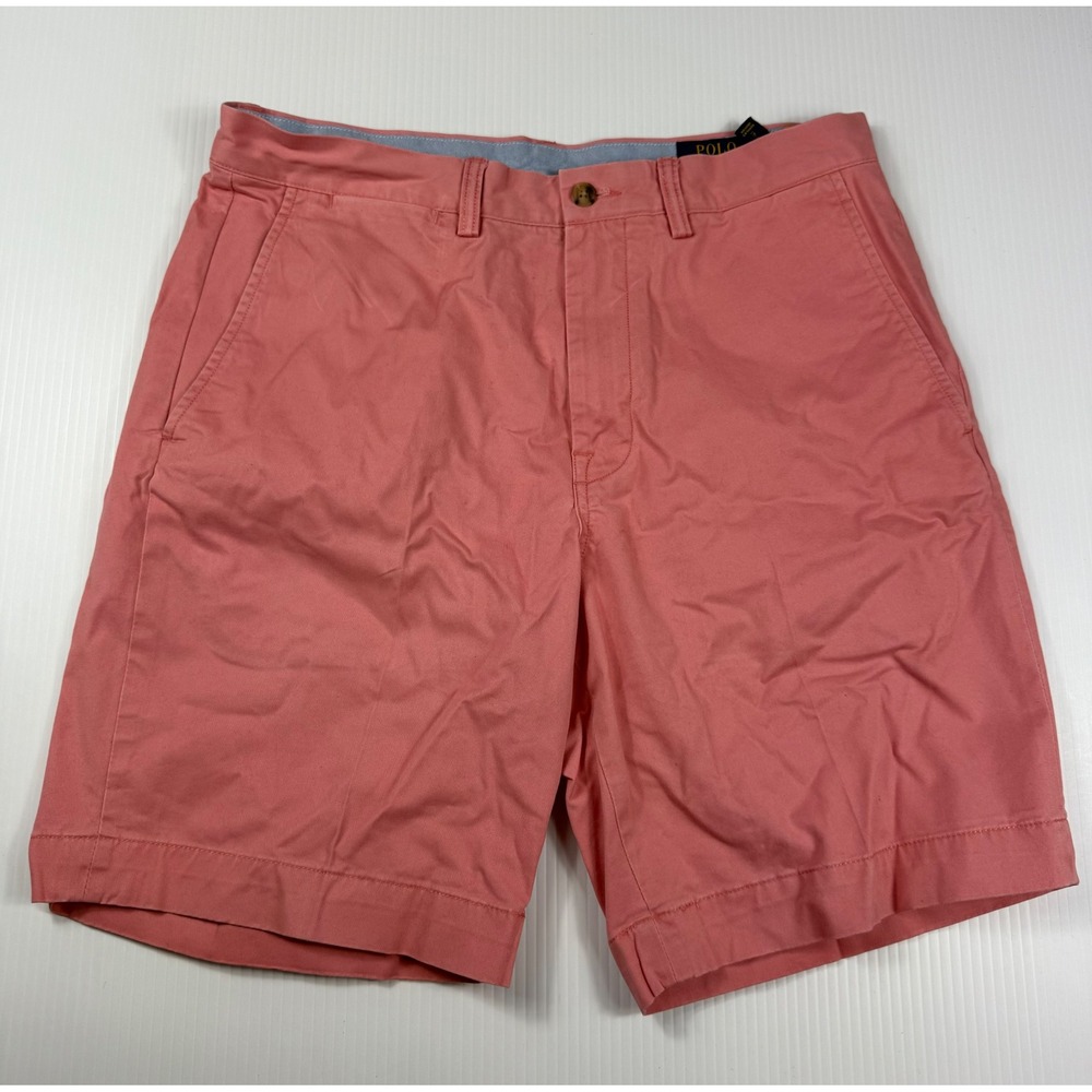 Polo Ralph Lauren Shorts Chino Casual Flat Front Salmon Pink Mens Size 33‎